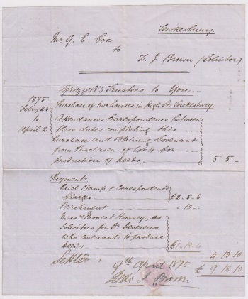 Memo – Mr G.E. Cox to F.J. Brown