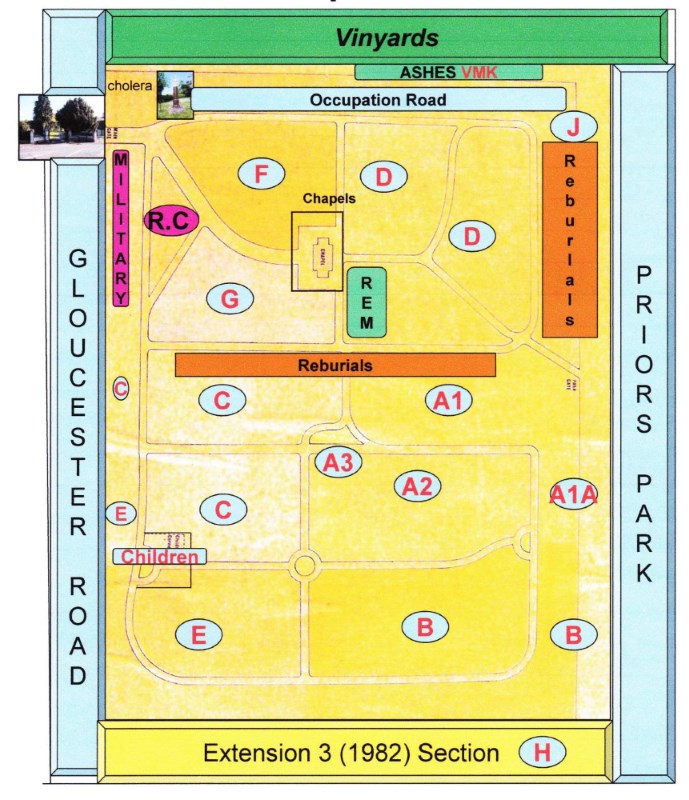 Tewkesbury Municipal Cemetery 1882 Plan updated to 2012