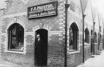 Freddy Preston outside his<br>Market Shop (D. Willavoys)
