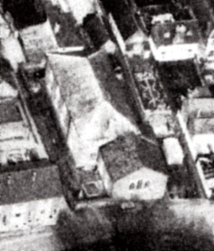 Aerial view of the Barton Street Chapel,<br>showing the Sunday School extension of 1840
