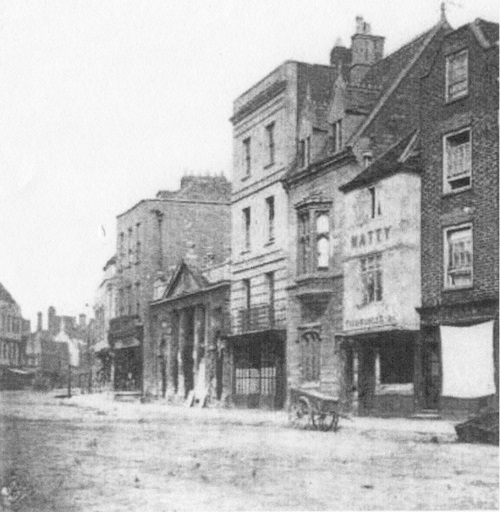 A rare photograph of the Market House situated<br>on the site of today’s Methodist Chapel. 