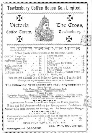 Advert for the Victoria Coffee Tavern