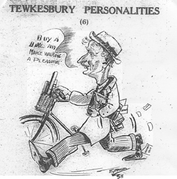 Cartoon: B.C. Gray as portrayed<br>in Tewkesbury Personalities no 6<br>(Town Library)