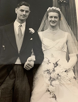 Roxy and Ray on their wedding Day,<br>22 September 1956 [J. Hatcher]