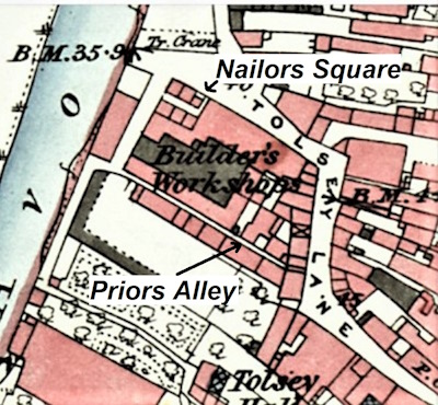 Priors Alley area in 1885