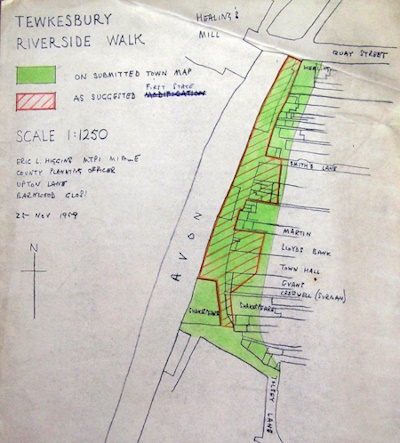 Map drawn by E. Higgins, County<br>Planning Officer, after objections