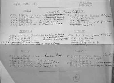 The Demolition Volunteer Rota of 25 August 1950