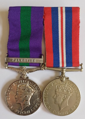 <font size=3>Sapper Jane's only medals in the family's<br>possession with a Palestine Clasp</font>